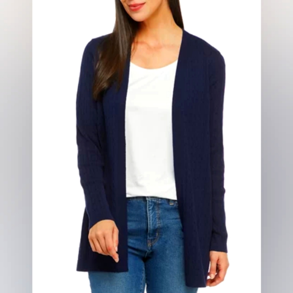 Kim Rogers Navy Neptune Cable Cardigan
